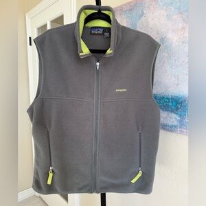 Patagonia Gray and Lime Fleece Vest